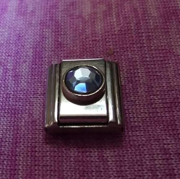 Aquamarine Gem Italian Stainless Steel Charm Link - Picture 3 of 7